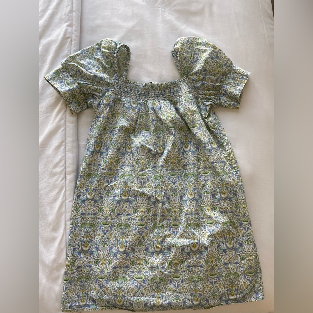J. Crew Green and Blue Floral Mini Dress